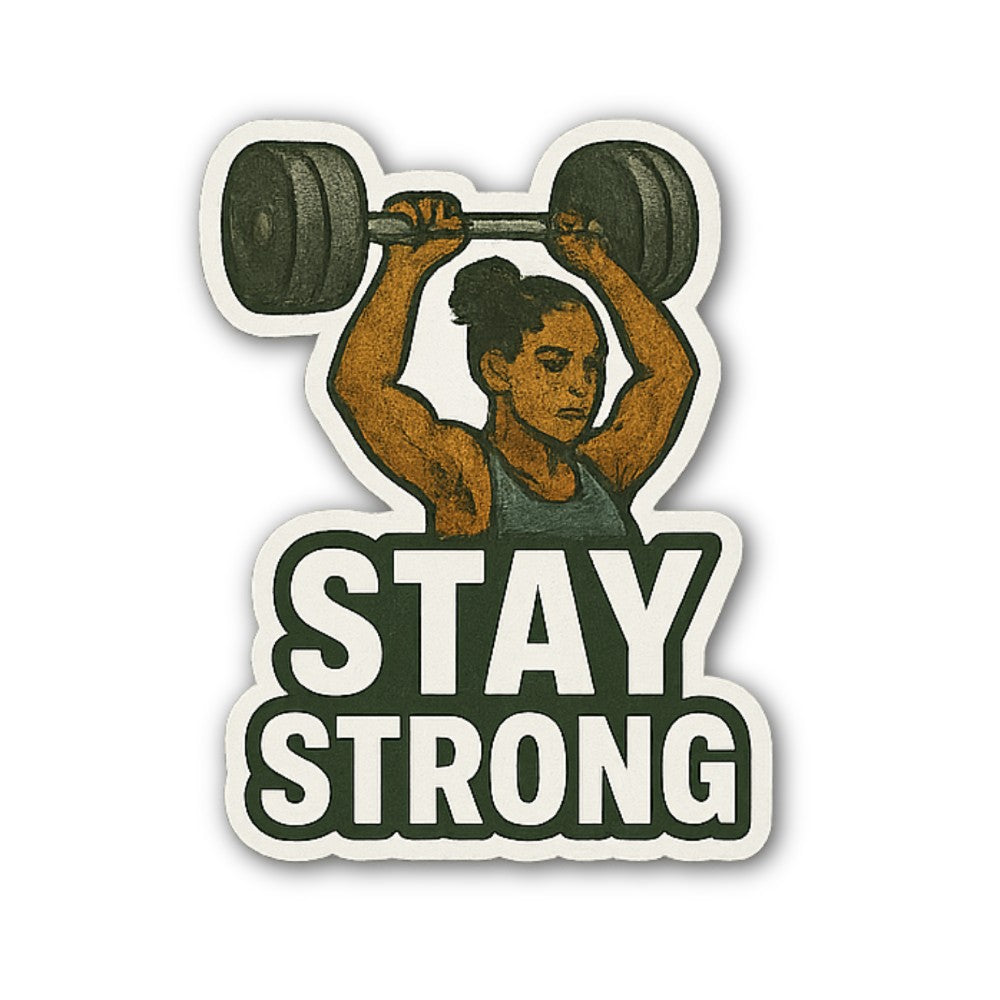 STAY STRONG Gym Girl Sticker, Waterproof Vinyl Decal Sticker Indoor Or Outdoor 2 (Pieces) 3" and 5"