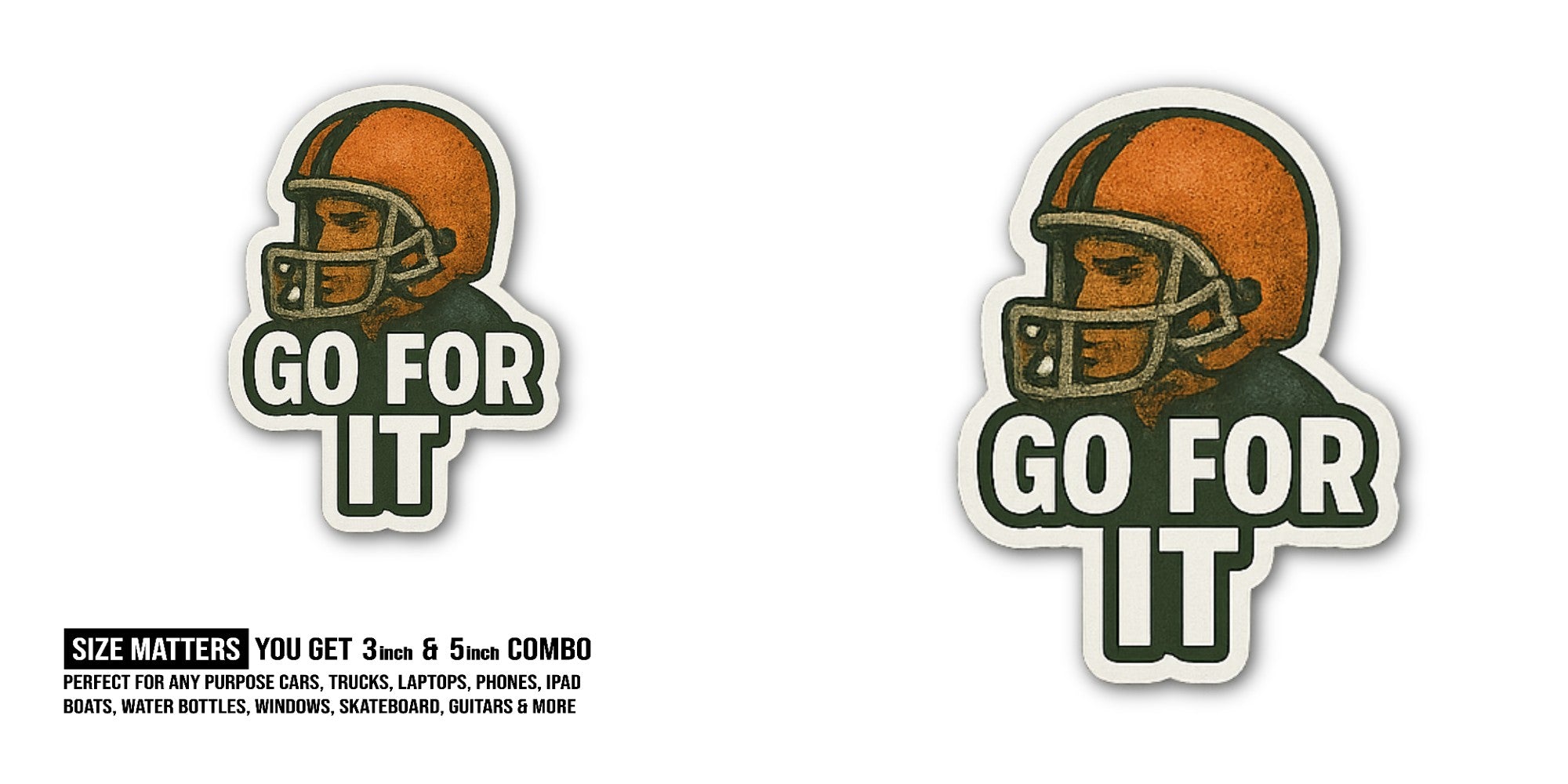 GO FOR IT Sport Man Sticker, Waterproof Vinyl Decal Sticker Indoor Or Outdoor 2 (Pieces) 3" and 5"