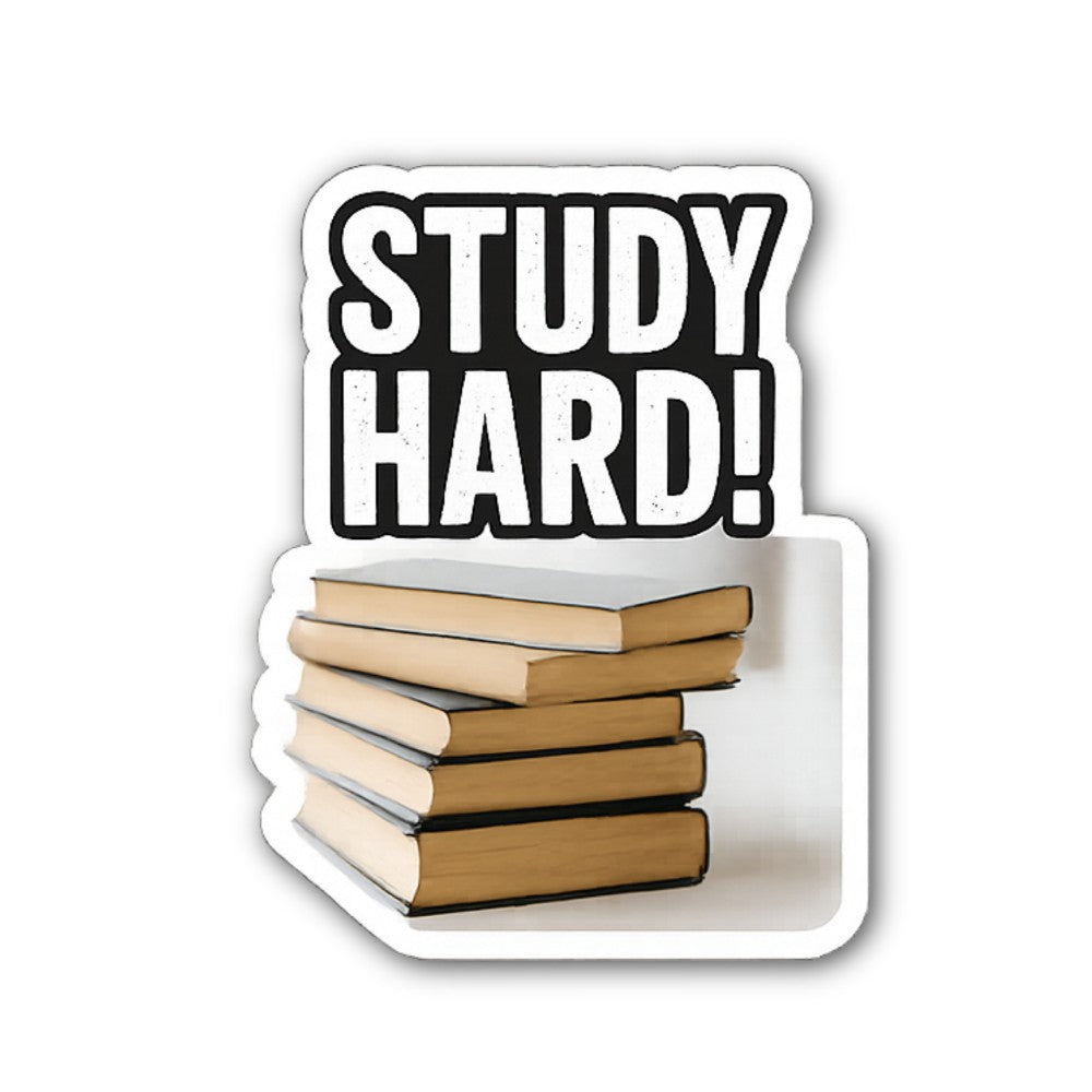 STUDY HARD Sticker, Waterproof Vinyl Decal Sticker Indoor Or Outdoor 2 (Pieces) 3" and 5"