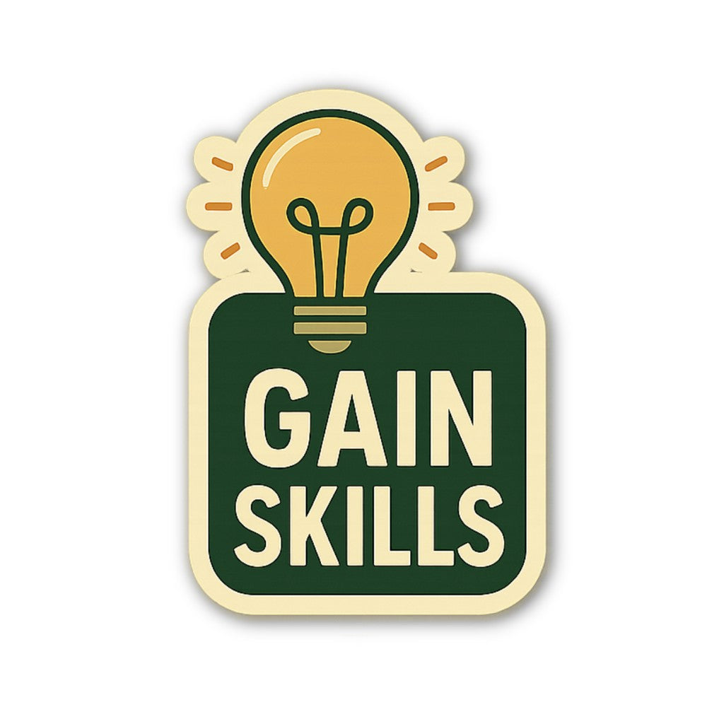 GAIN SKILLS Sticker, Waterproof Vinyl Decal Sticker Indoor Or Outdoor 2 (Pieces) 3" and 5"