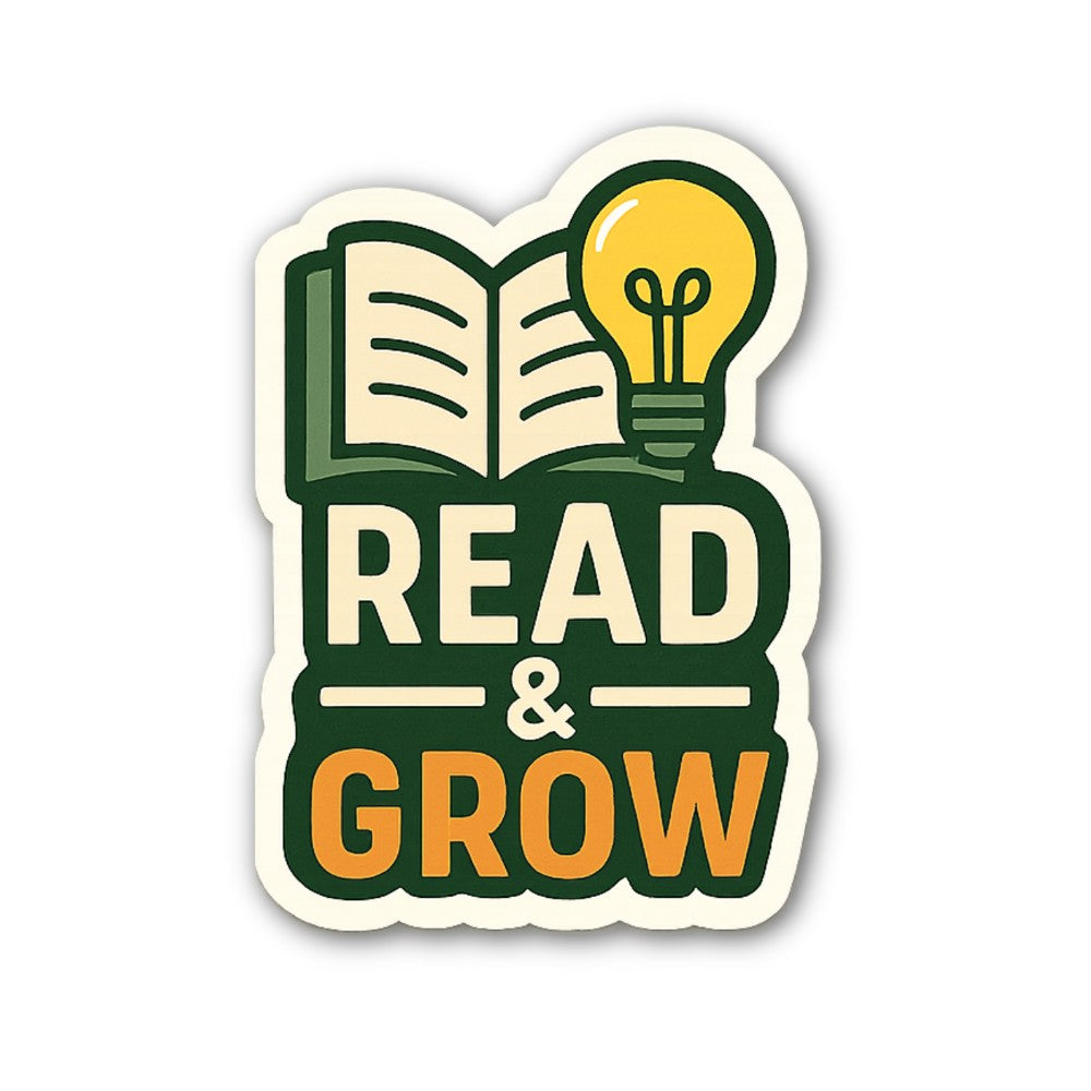 READ &-GROW Sticker, Waterproof Vinyl Decal Sticker Indoor Or Outdoor 2 (Pieces) 3" and 5"