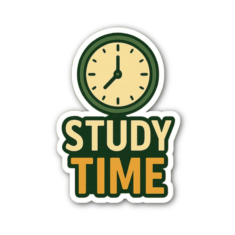 STUDY TIME Sticker, Waterproof Vinyl Decal Sticker Indoor Or Outdoor 2 (Pieces) 3" and 5"