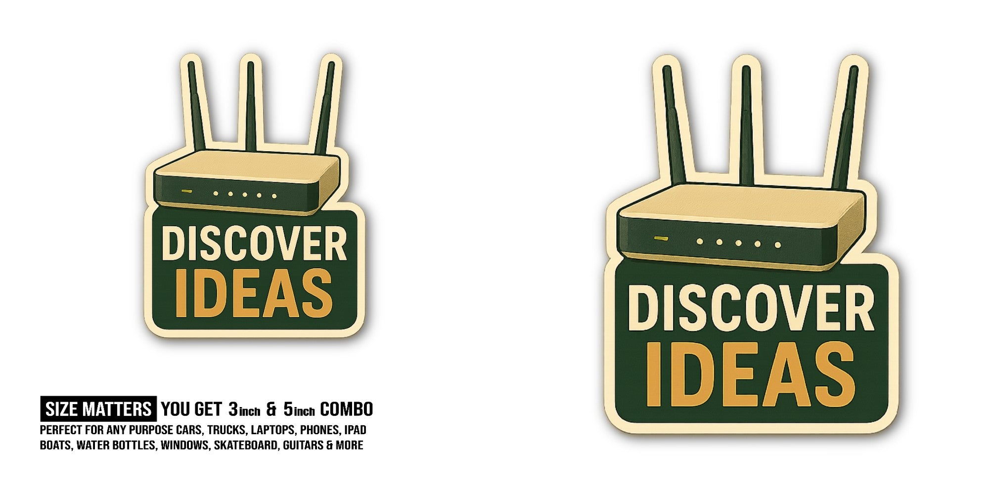 DISCOVER IDEAS Sticker, Waterproof Vinyl Decal Sticker Indoor Or Outdoor 2 (Pieces) 3" and 5"