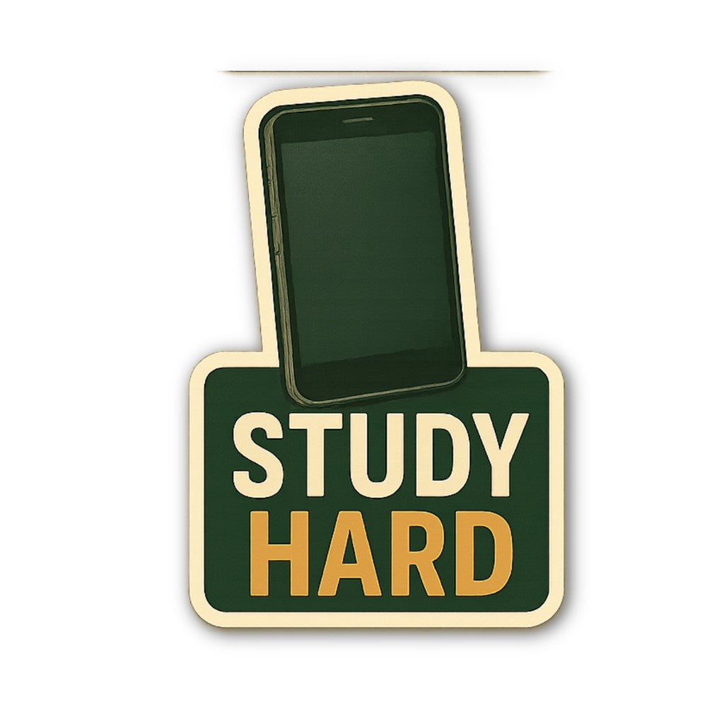 Study Hard Phone Sticker, Waterproof Vinyl Decal Sticker Indoor Or Outdoor 2 (Pieces) 3" and 5"
