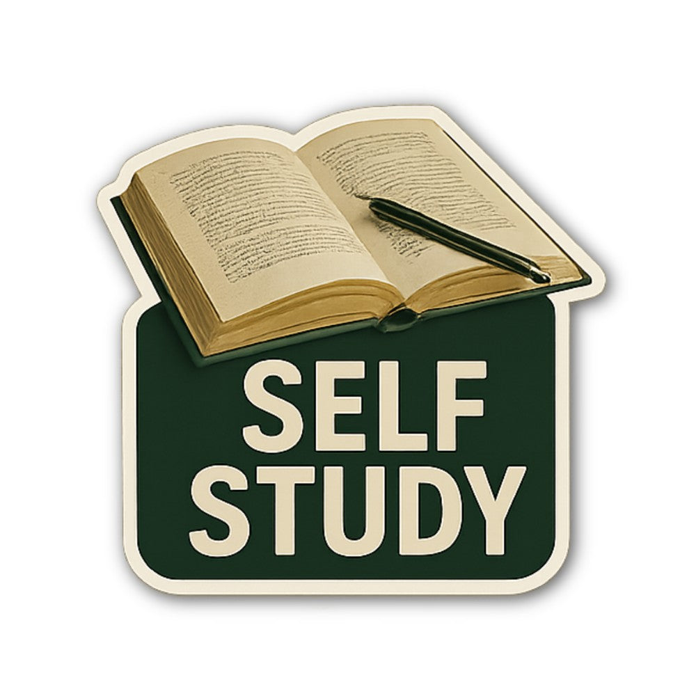 SELF STUDY Sticker, Waterproof Vinyl Decal Sticker Indoor Or Outdoor 2 (Pieces) 3" and 5"