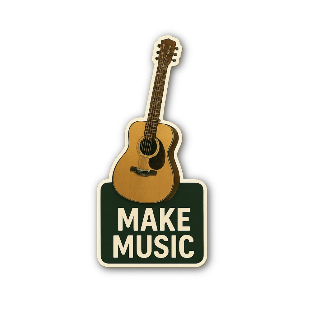 Make Music Sticker, Waterproof Vinyl Decal Sticker Indoor Or Outdoor 2 (Pieces) 3" and 5"
