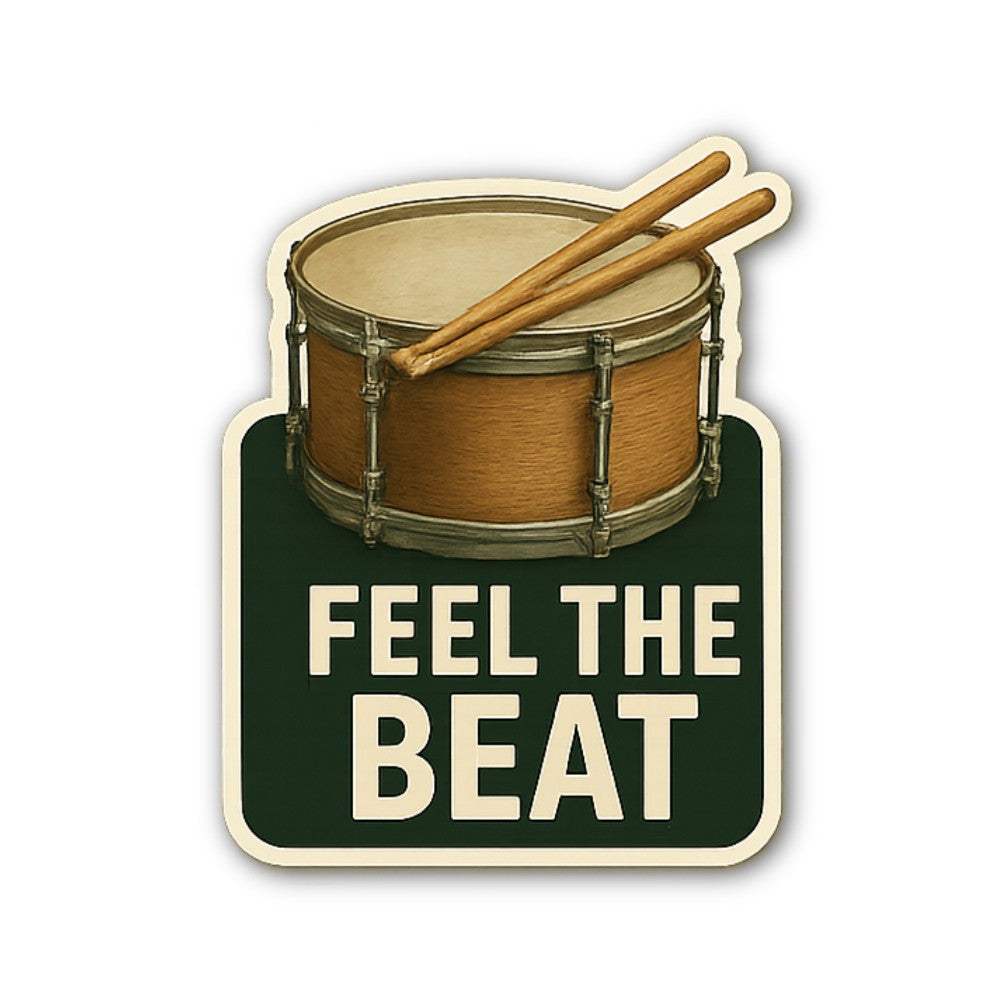 FEEL THE BEAT Sticker, Waterproof Vinyl Decal Sticker Indoor Or Outdoor 2 (Pieces) 3" and 5"