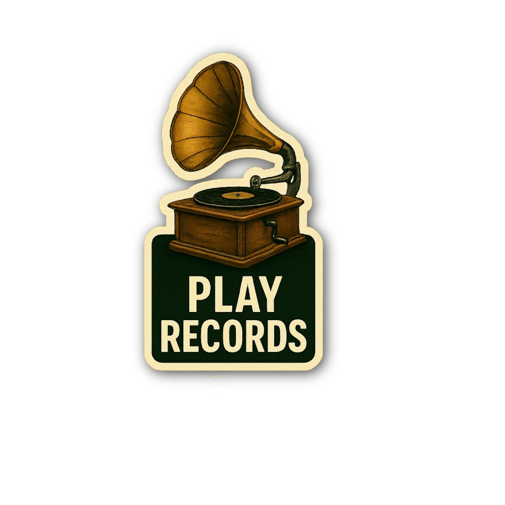 PLAY RECORDS Sticker, Waterproof Vinyl Decal Sticker Indoor Or Outdoor 2 (Pieces) 3" and 5"