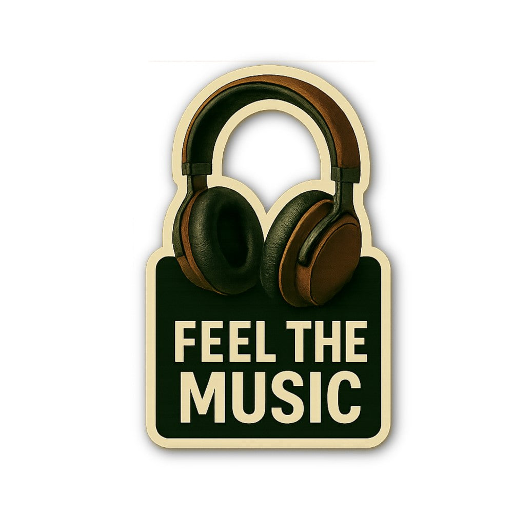 FEEL THE MUSIC Sticker, Waterproof Vinyl Decal Sticker Indoor Or Outdoor 2 (Pieces) 3" and 5"