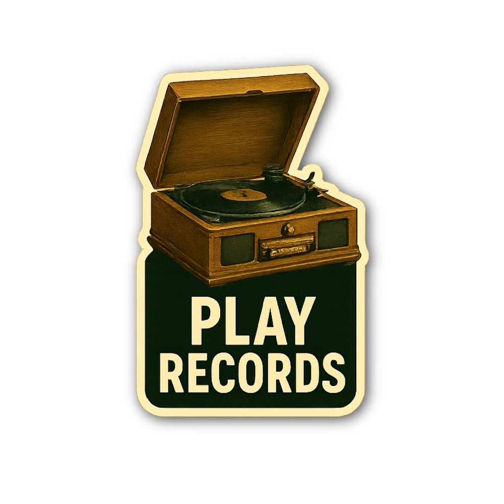 PLAY RECORDS & BROWN BOX Sticker, Waterproof Vinyl Decal Sticker Indoor Or Outdoor 2 (Pieces) 3" and 5"