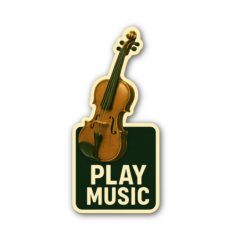 PLAY MUSIC Sticker, Waterproof Vinyl Decal Sticker Indoor Or Outdoor 2 (Pieces) 3" and 5"