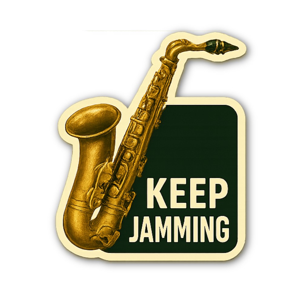 KEEP JAMMING Sticker, Waterproof Vinyl Decal Sticker Indoor Or Outdoor 2 (Pieces) 3" and 5"