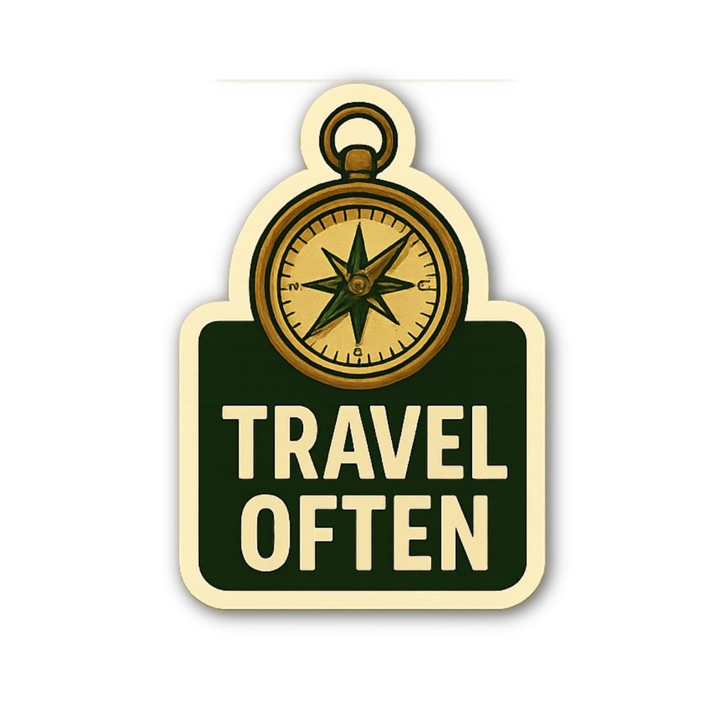 TRAVEL OFTEN Sticker, Waterproof Vinyl Decal Sticker Indoor Or Outdoor 2 (Pieces) 3" and 5"
