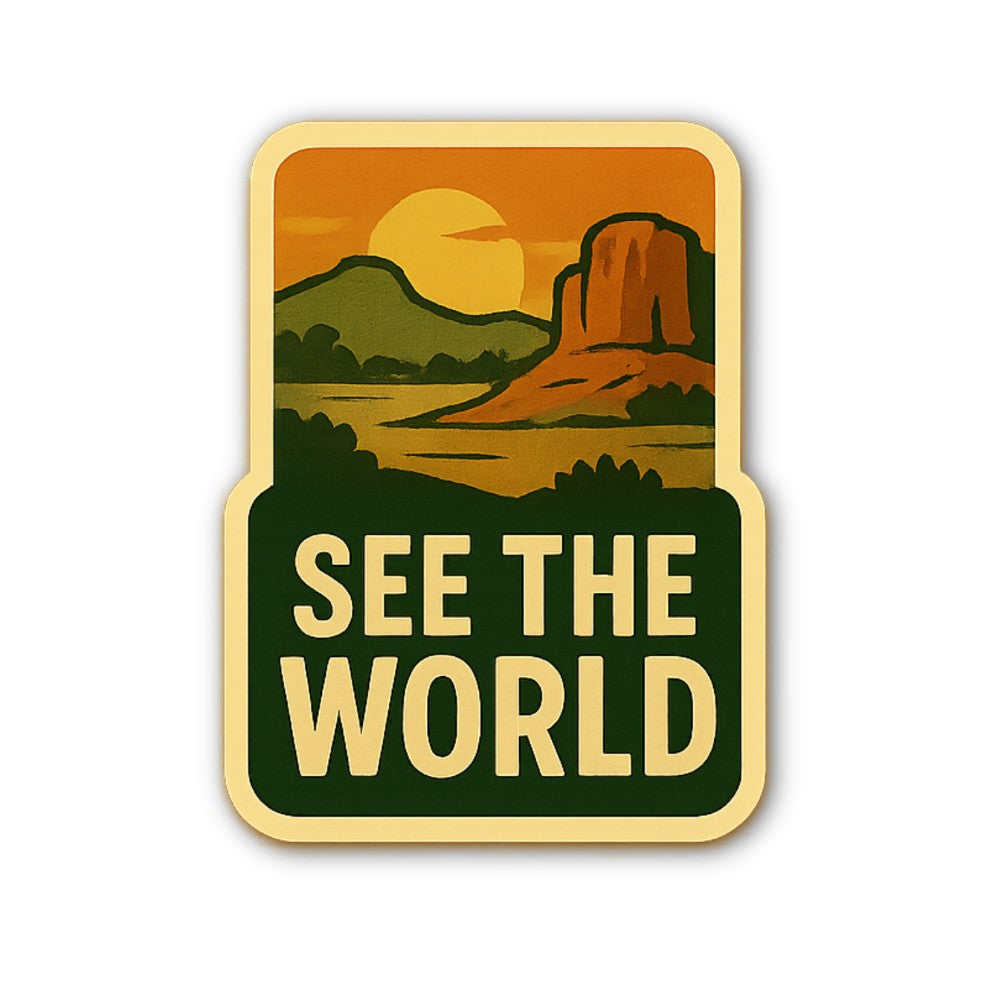 SEE THE WORLD Sticker, Waterproof Vinyl Decal Sticker Indoor Or Outdoor 2 (Pieces) 3" and 5"