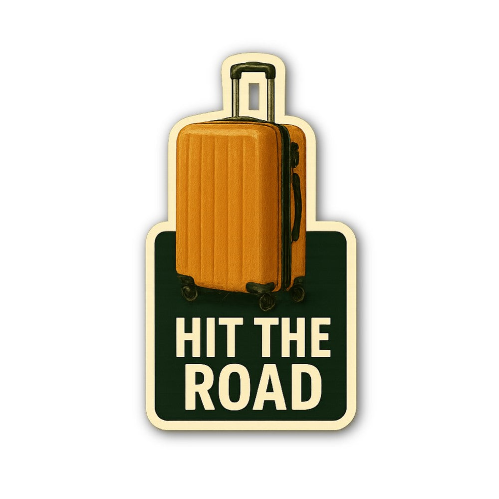 HIT THE ROAD Sticker, Waterproof Vinyl Decal Sticker Indoor Or Outdoor 2 (Pieces) 3" and 5"