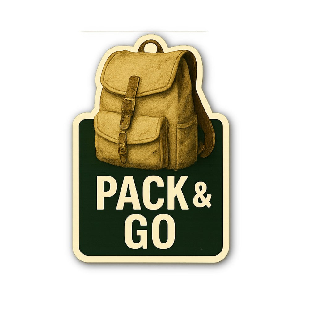 PACK & GO Sticker, Waterproof Vinyl Decal Sticker Indoor Or Outdoor 2 (Pieces) 3" and 5"