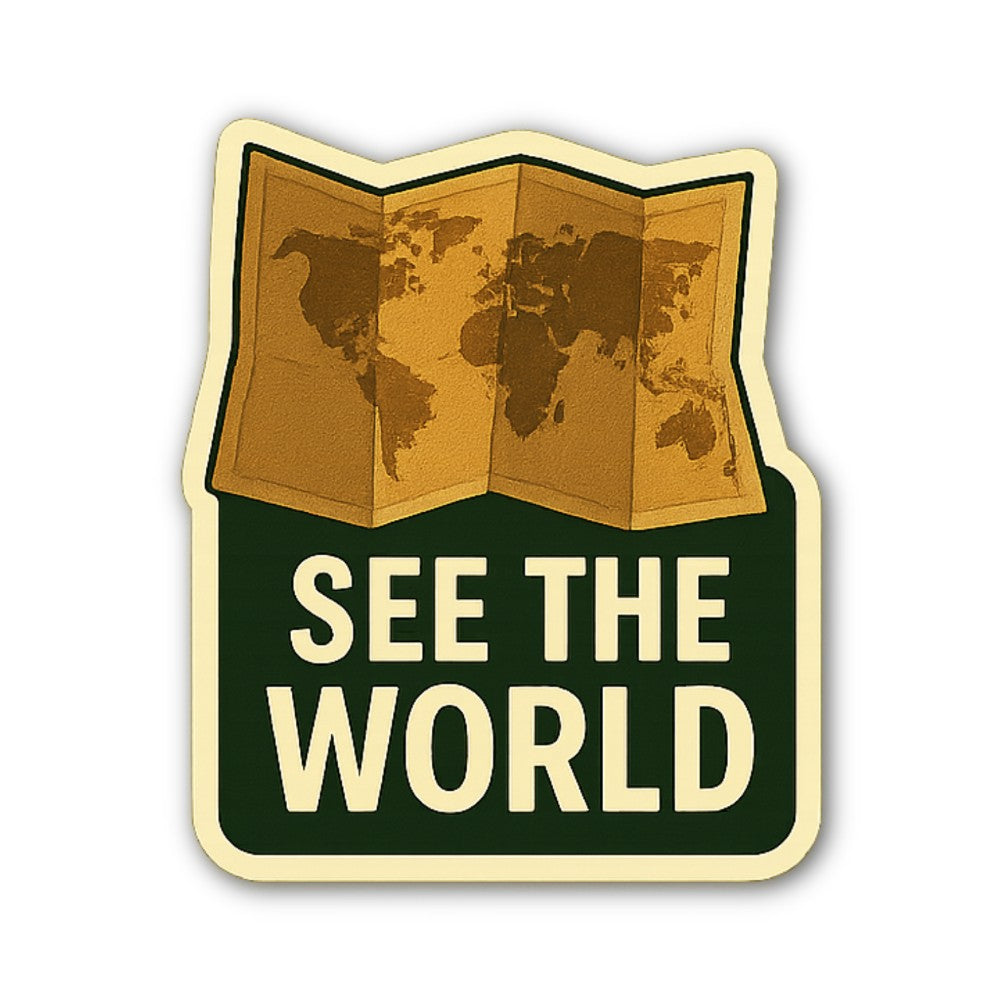 See The World Map Sticker, Waterproof Vinyl Decal Sticker Indoor Or Outdoor 2 (Pieces) 3" and 5"