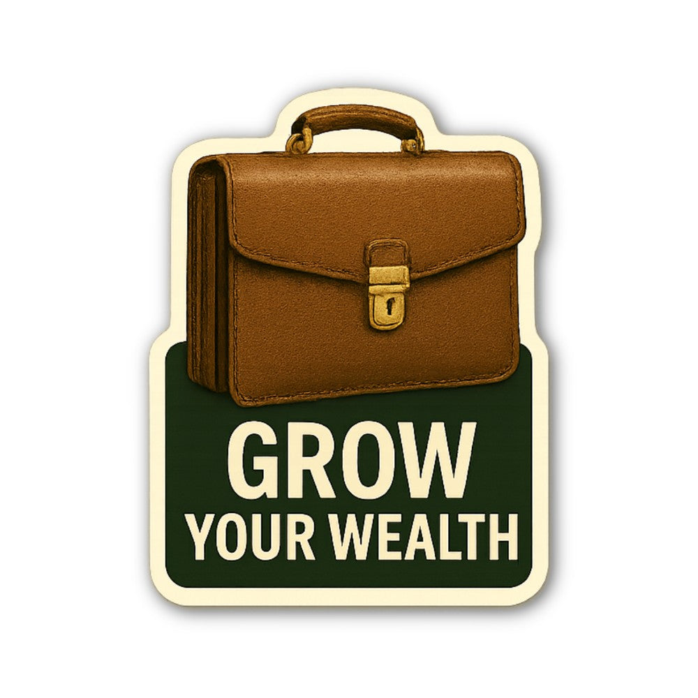 Grow Your Wealth Sticker, Waterproof Vinyl Decal Sticker Indoor Or Outdoor 2 (Pieces) 3" and 5"
