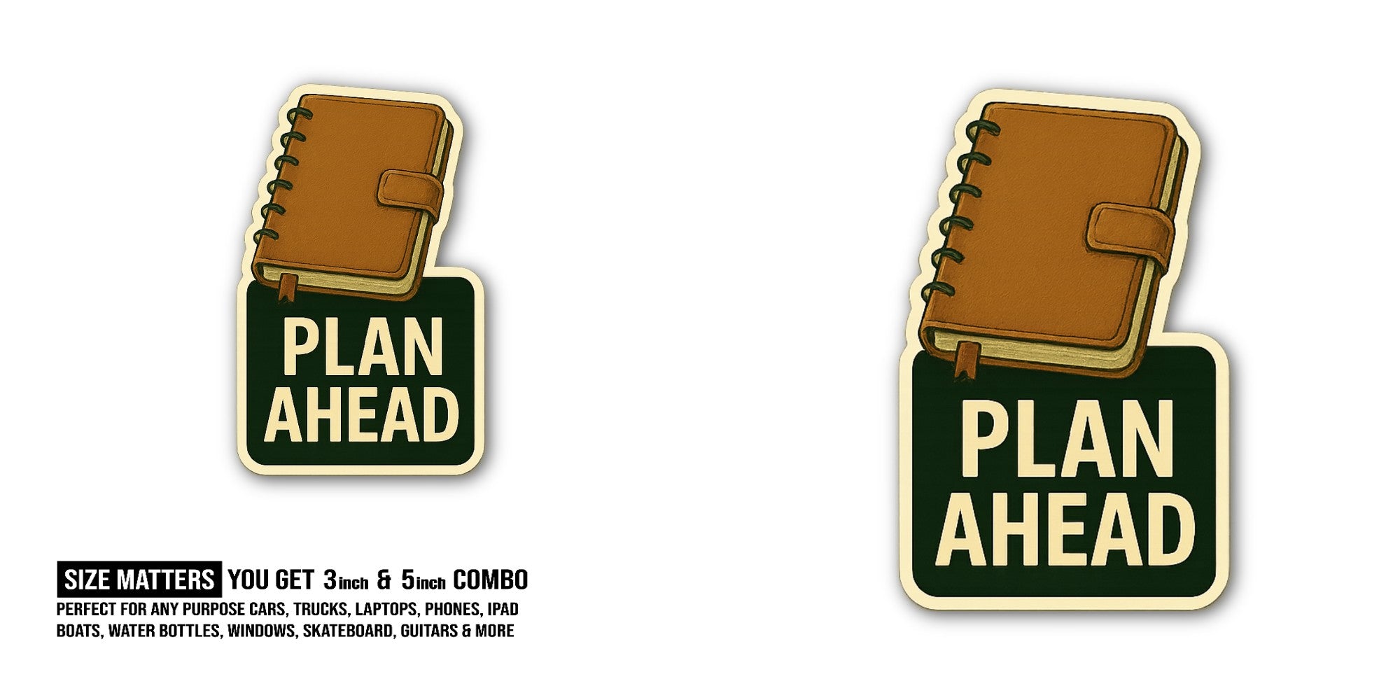 Plan Head Sticker, Waterproof Vinyl Decal Sticker Indoor Or Outdoor 2 (Pieces) 3" and 5"