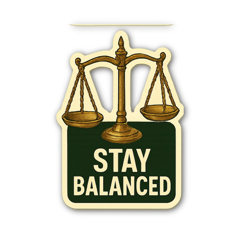 STAY BALANCED Scale Sticker, Waterproof Vinyl Decal Sticker Indoor Or Outdoor 2 (Pieces) 3" and 5"