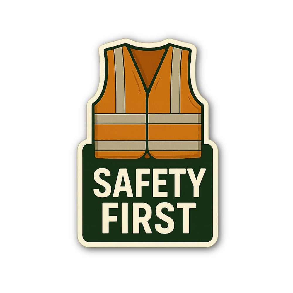 SAFETY FIRST Sticker, Waterproof Vinyl Decal Sticker Indoor Or Outdoor 2 (Pieces) 3" and 5"