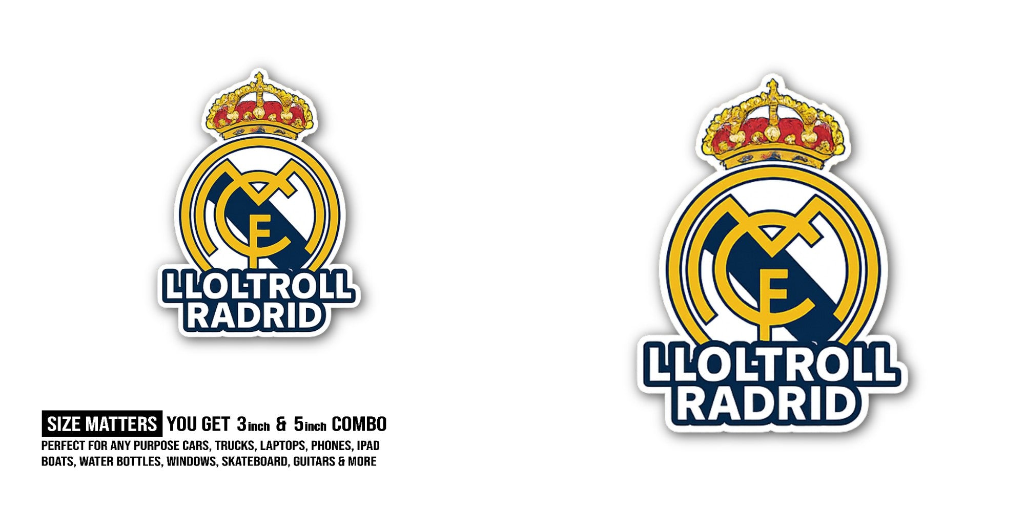 Best LL0LTR0LL RADRID Sticker, Waterproof Vinyl Decal Sticker Indoor Or Outdoor 2 (Pieces) 3" and 5"