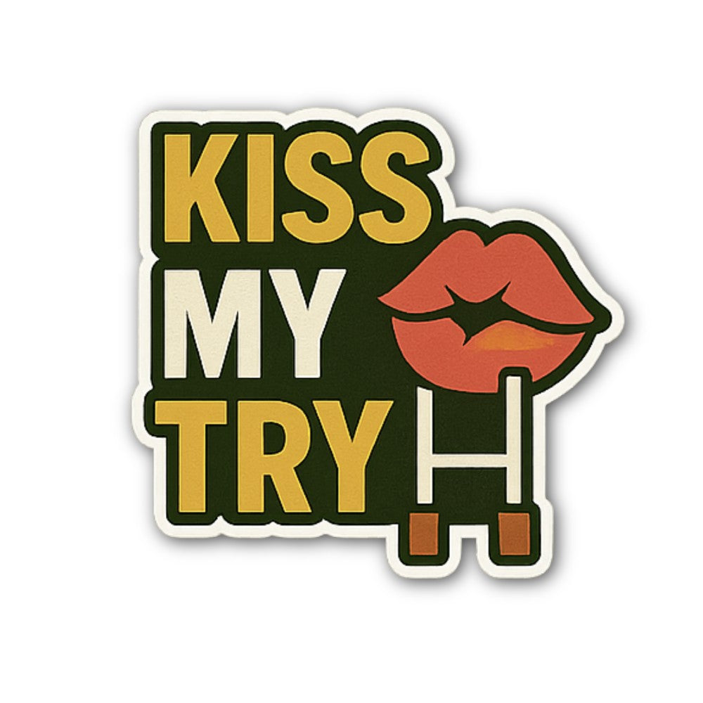 KISS MY Red Lips TRY Sticker, Waterproof Vinyl Decal Sticker Indoor Or Outdoor 2 (Pieces) 3" and 5"
