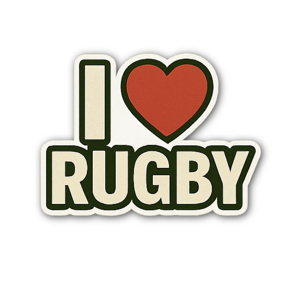 I Love RUGBY & Heart Sticker, Waterproof Vinyl Decal Sticker Indoor Or Outdoor 2 (Pieces) 3" and 5"