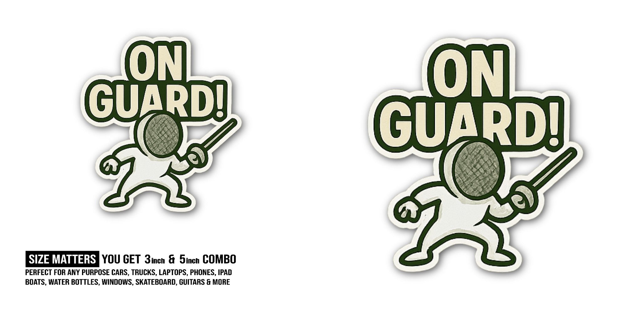 NO GUARD! Sticker, Waterproof Vinyl Decal Sticker Indoor Or Outdoor 2 (Pieces) 3" and 5"