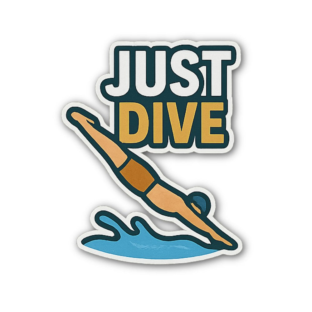 JUST DIVE Sticker, Waterproof Vinyl Decal Sticker Indoor Or Outdoor 2 (Pieces) 3" and 5"
