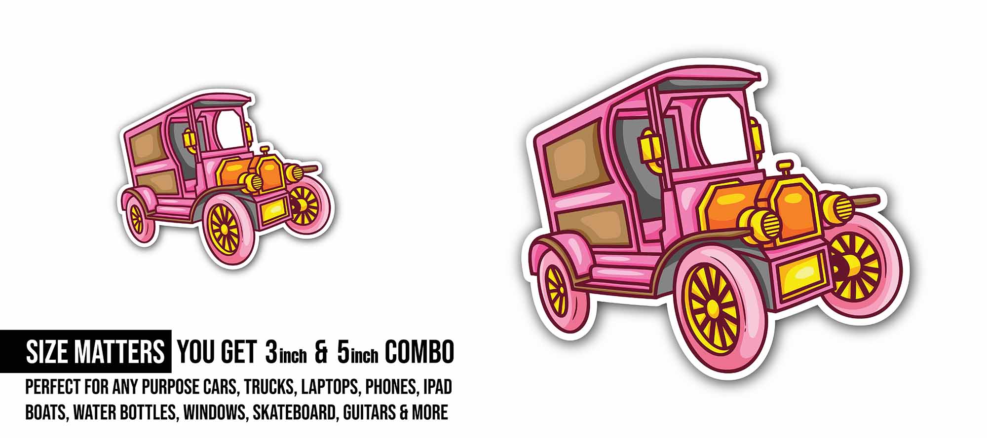 Small Pink Charm Sticker, Waterproof Vinyl Decal Sticker Indoor Or Outdoor 2 (Pieces) 3" and 5"