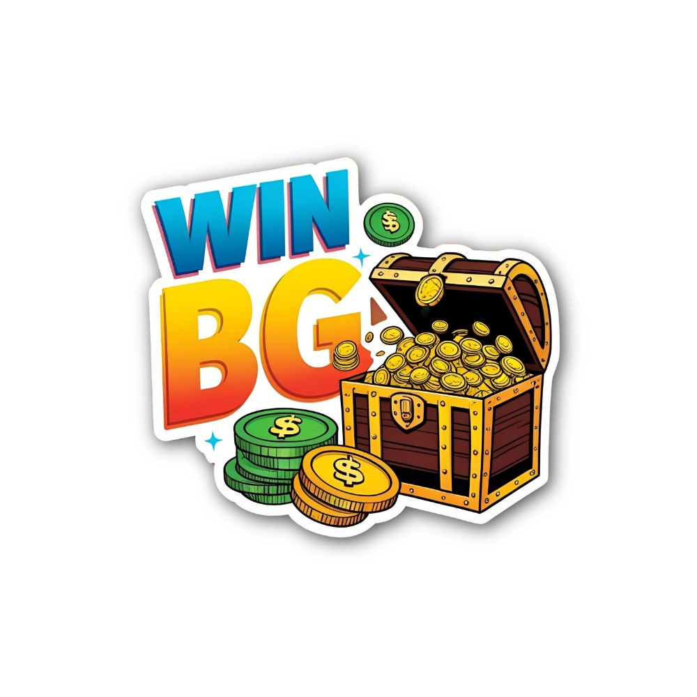 WIN BG Sticker, Waterproof Vinyl Decal Sticker Indoor Or Outdoor 2 (Pieces) 3" and 5"