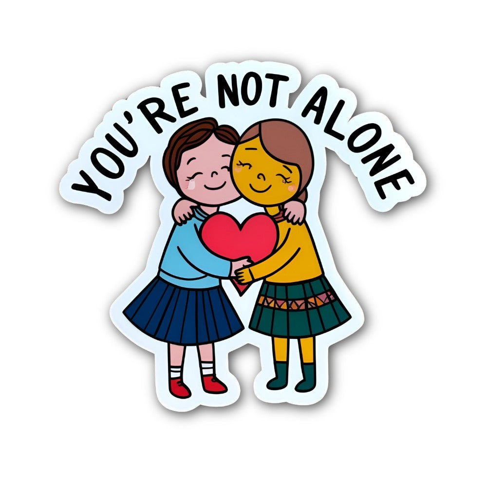 YOU'RE NOT ALONE Sticker, Waterproof Vinyl Decal Sticker Indoor Or Outdoor 2 (Pieces) 3" and 5"