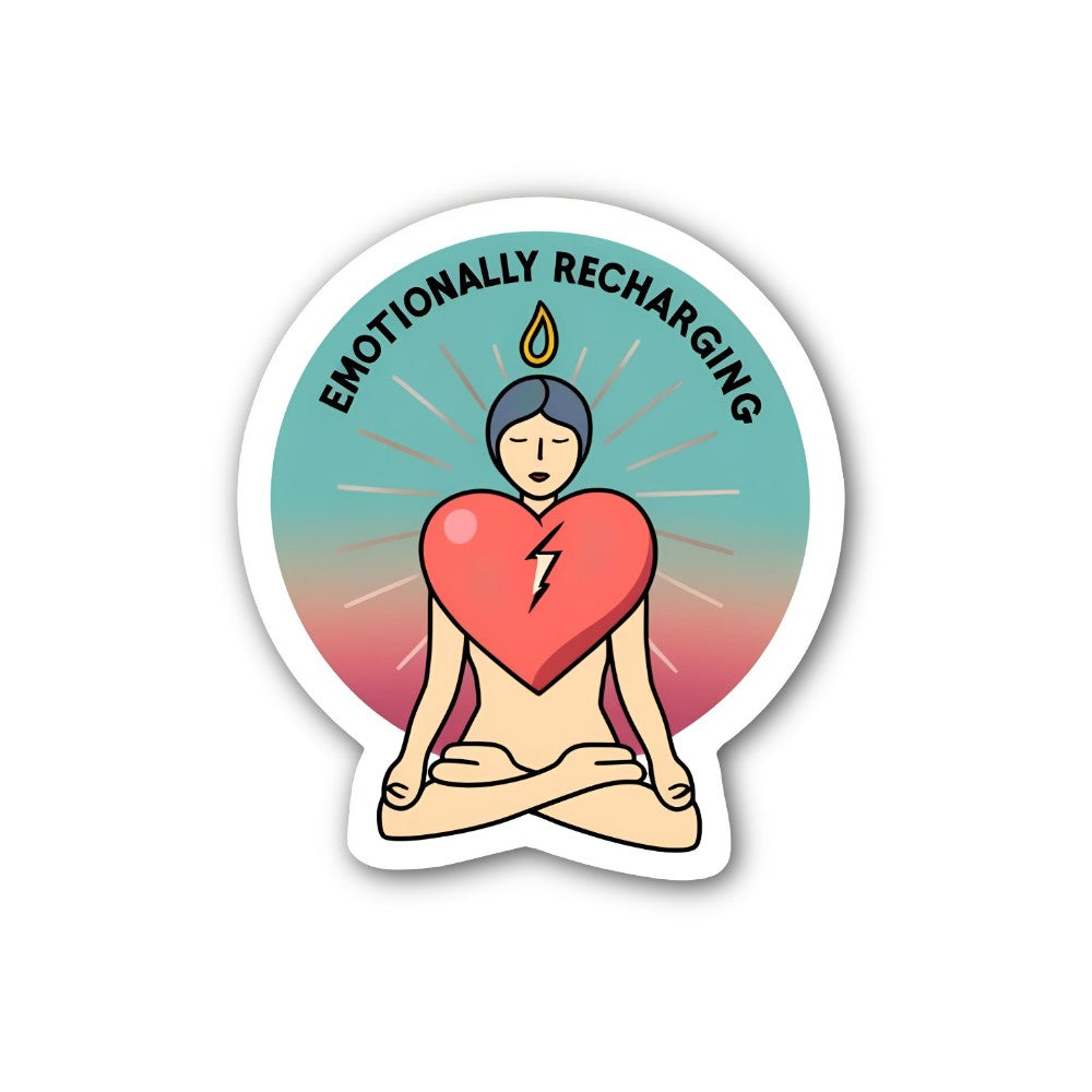 EMOTIONALLY RECHARGING Sticker, Waterproof Vinyl Decal Sticker Indoor Or Outdoor 2 (Pieces) 3" and 5"
