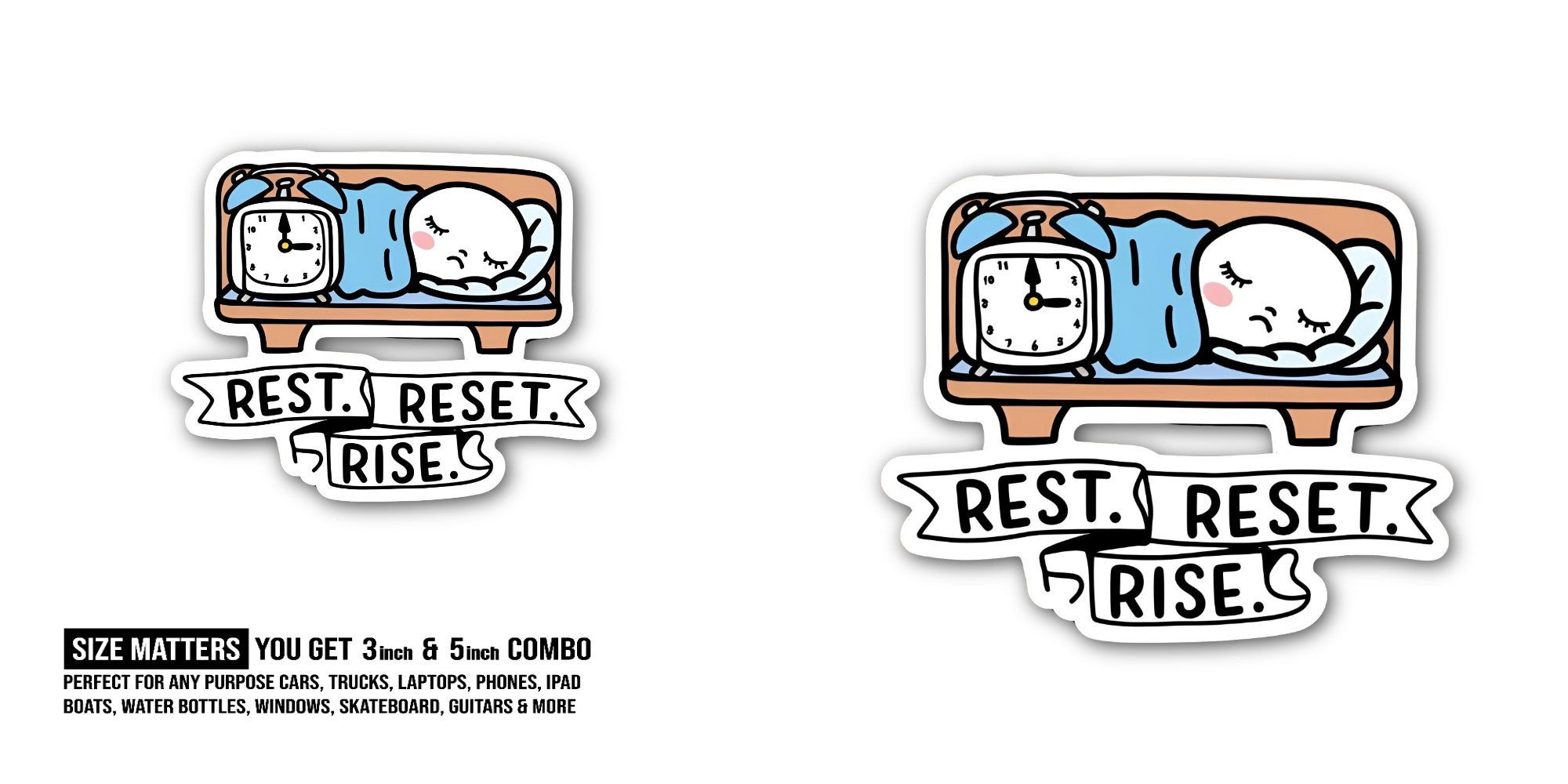 REST , sleeping & dreaming Sticker, Waterproof Vinyl Decal Sticker Indoor Or Outdoor 2 (Pieces) 3" and 5"