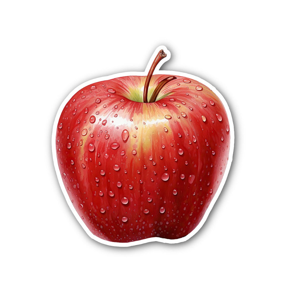 RED APPLE  Sticker, Waterproof Vinyl Decal Sticker Indoor Or Outdoor 2 (Pieces) 3" and 5"