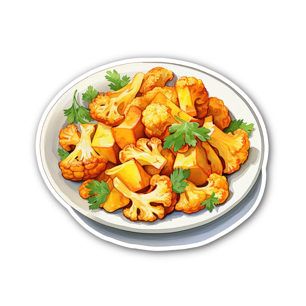 Cauliflower curry Sticker, Waterproof Vinyl Decal Sticker Indoor Or Outdoor 2 (Pieces) 3" and 5"