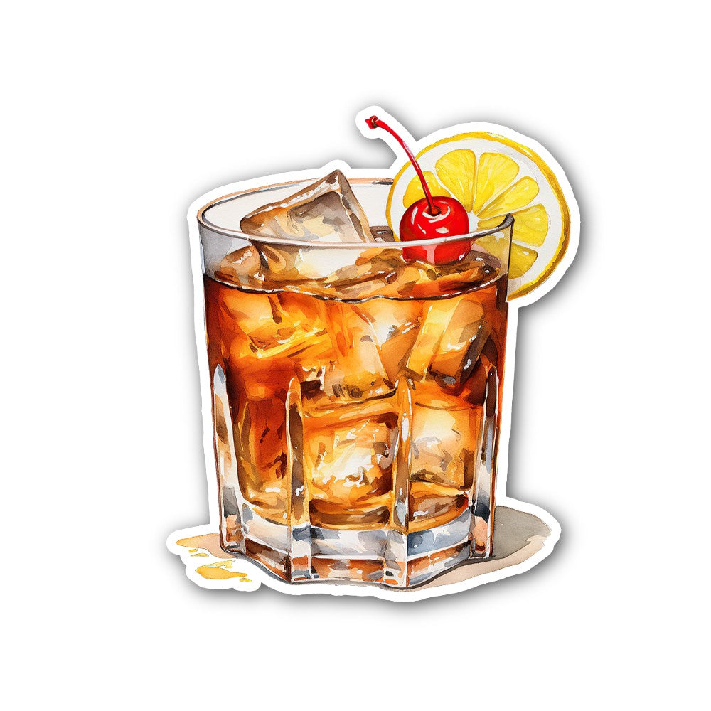 Negroni cocktail Sticker, Waterproof Vinyl Decal Sticker Indoor Or Outdoor 2 (Pieces) 3" and 5"