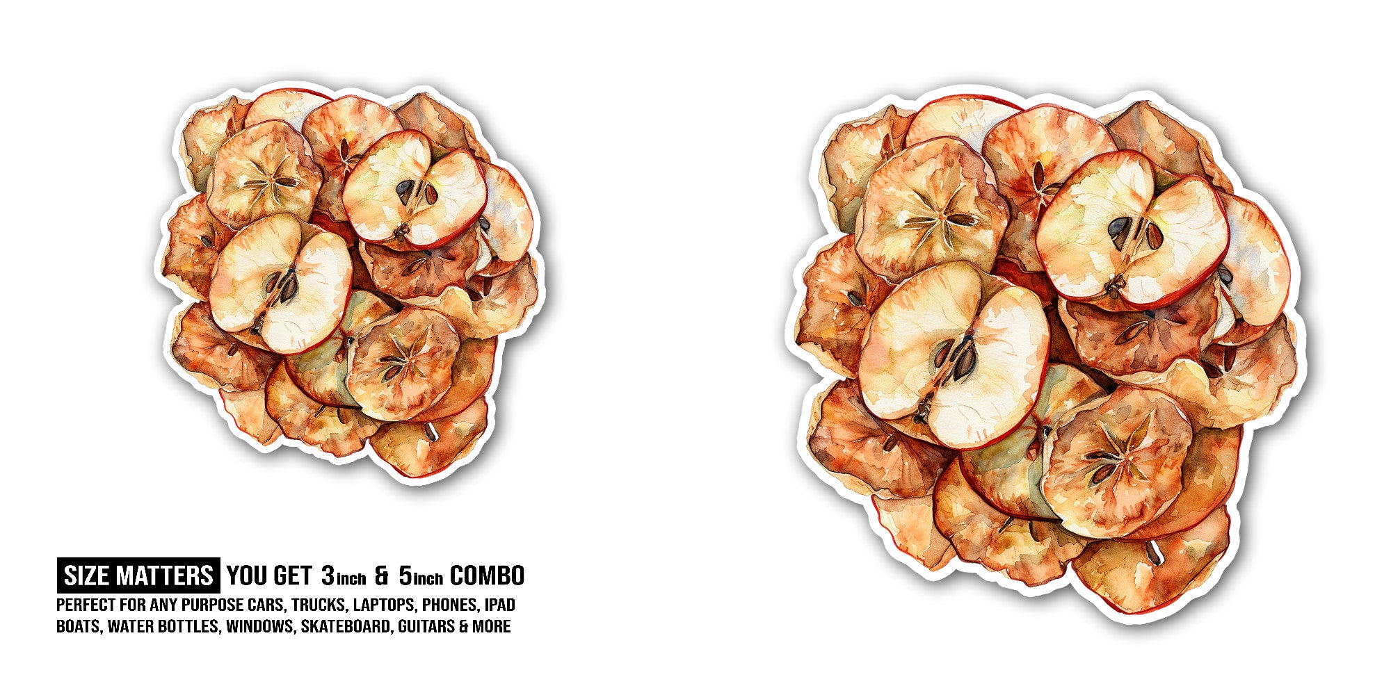 SWEET APPLE CHIPS Sticker, Waterproof Vinyl Decal Sticker Indoor Or Outdoor 2 (Pieces) 3" and 5"