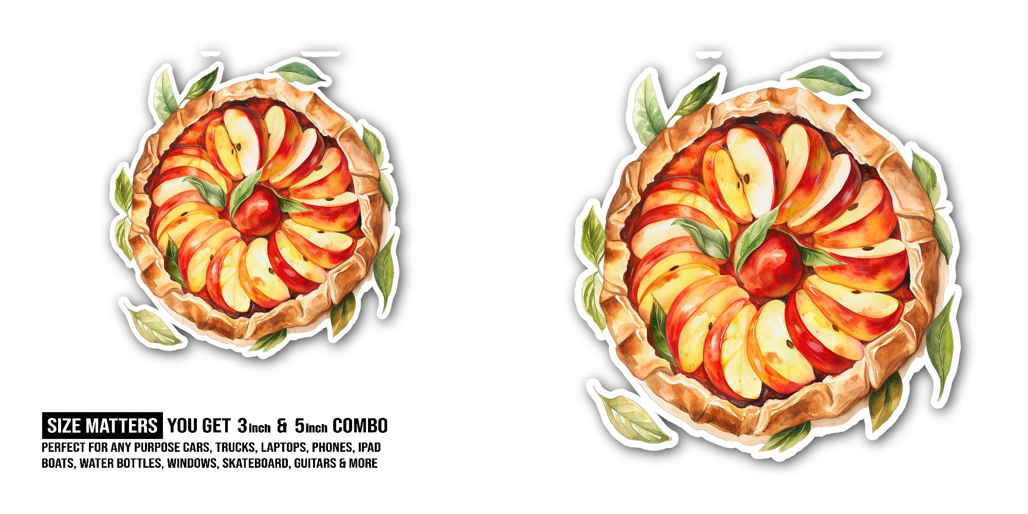 GOLDEN CRUST APPLE Sticker, Waterproof Vinyl Decal Sticker Indoor Or Outdoor 2 (Pieces) 3" and 5"
