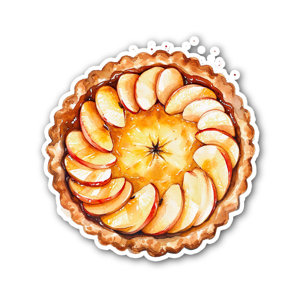 FLAVORFUL APPLE PIE  Sticker, Waterproof Vinyl Decal Sticker Indoor Or Outdoor 2 (Pieces) 3" and 5"