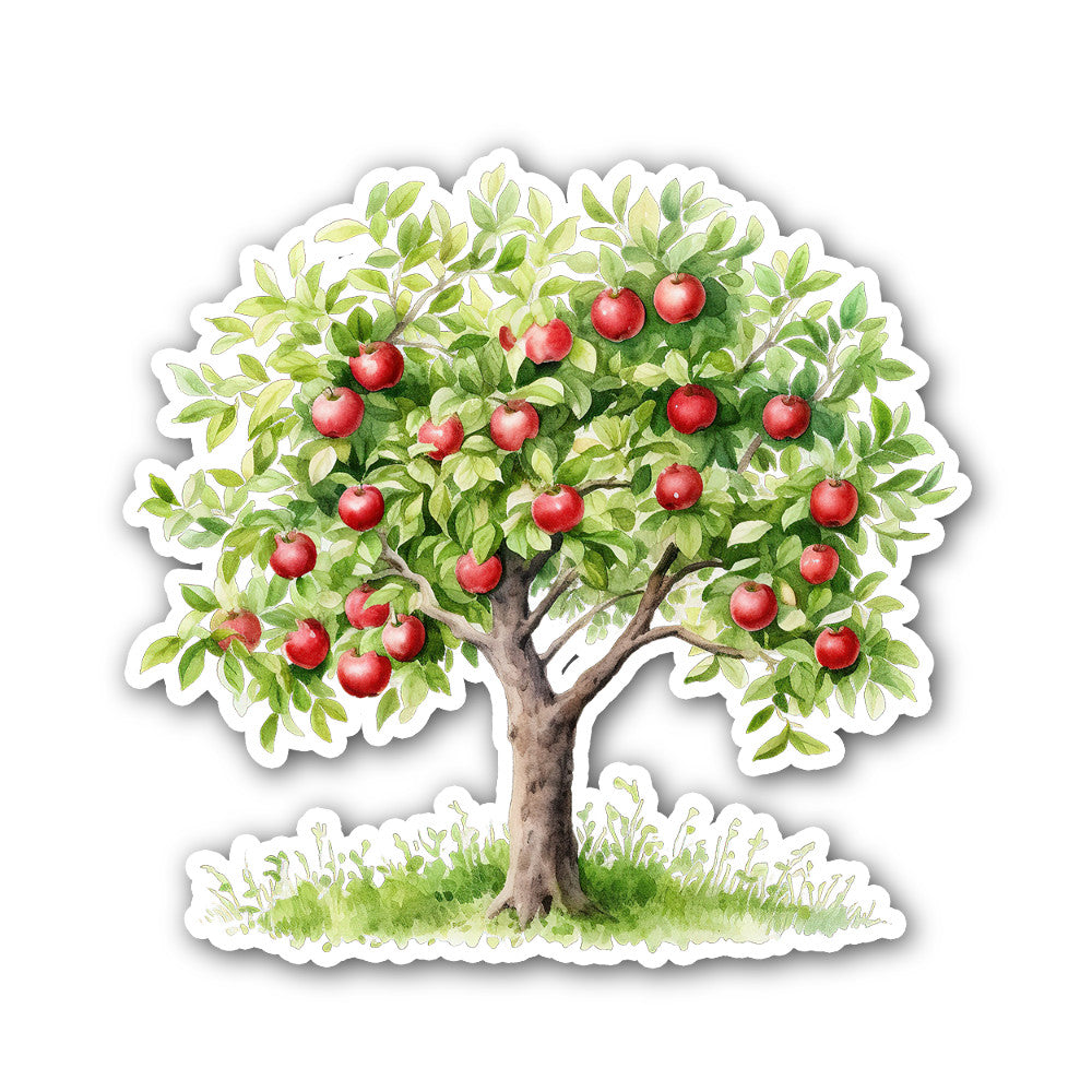 APPLE TREE  Sticker, Waterproof Vinyl Decal Sticker Indoor Or Outdoor 2 (Pieces) 3" and 5"