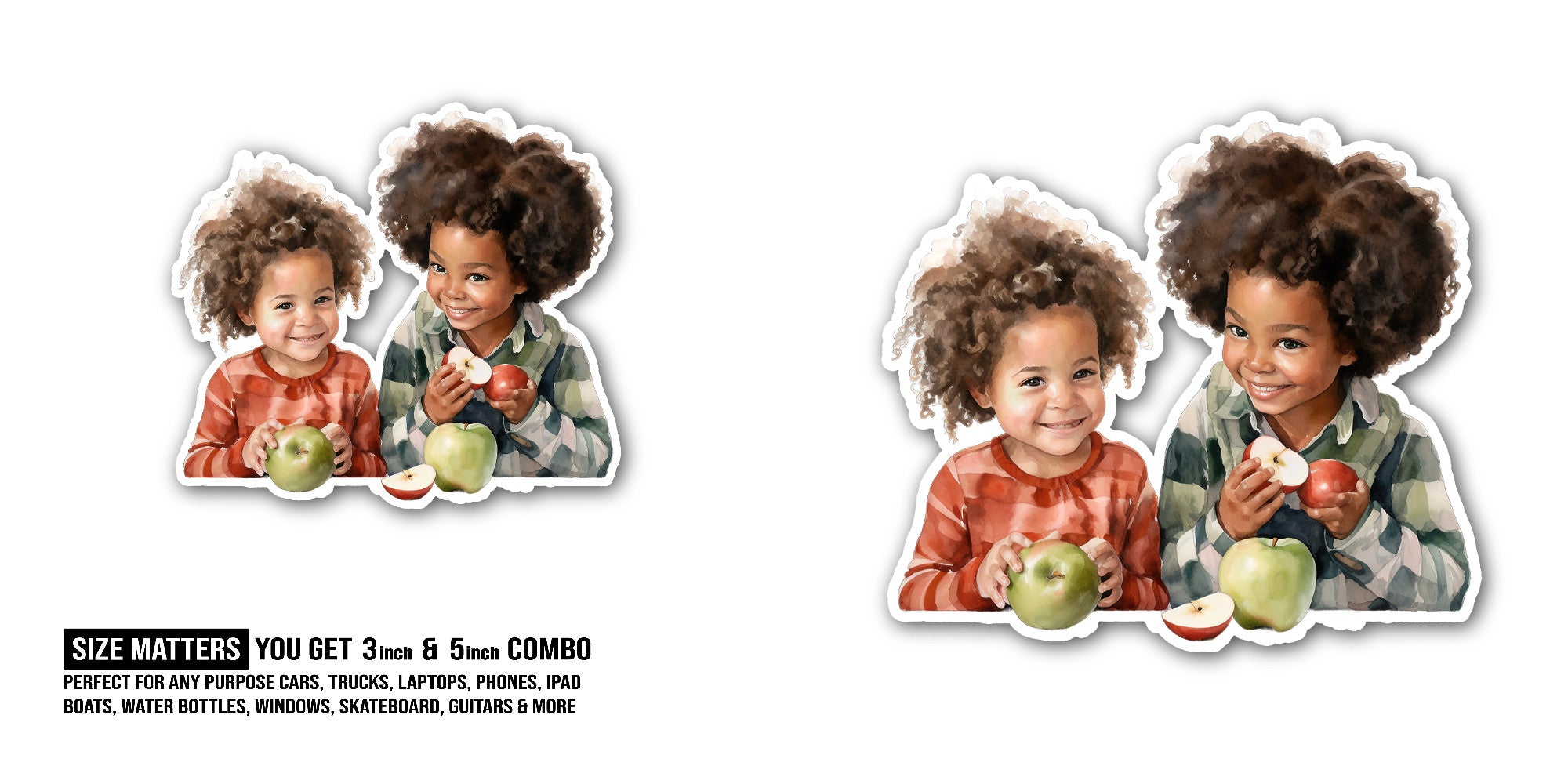 BEAUTIFUL BOY & GIRL  Sticker, Waterproof Vinyl Decal Sticker Indoor Or Outdoor 2 (Pieces) 3" and 5"