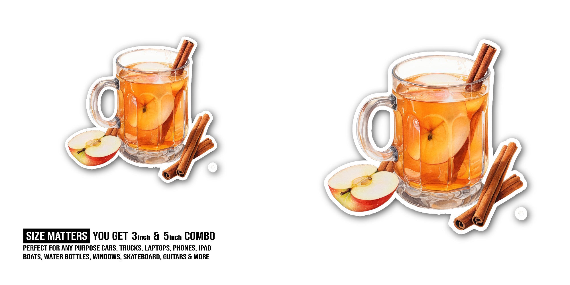 APPLE CIDER Sticker, Waterproof Vinyl Decal Sticker Indoor Or Outdoor 2 (Pieces) 3" and 5"