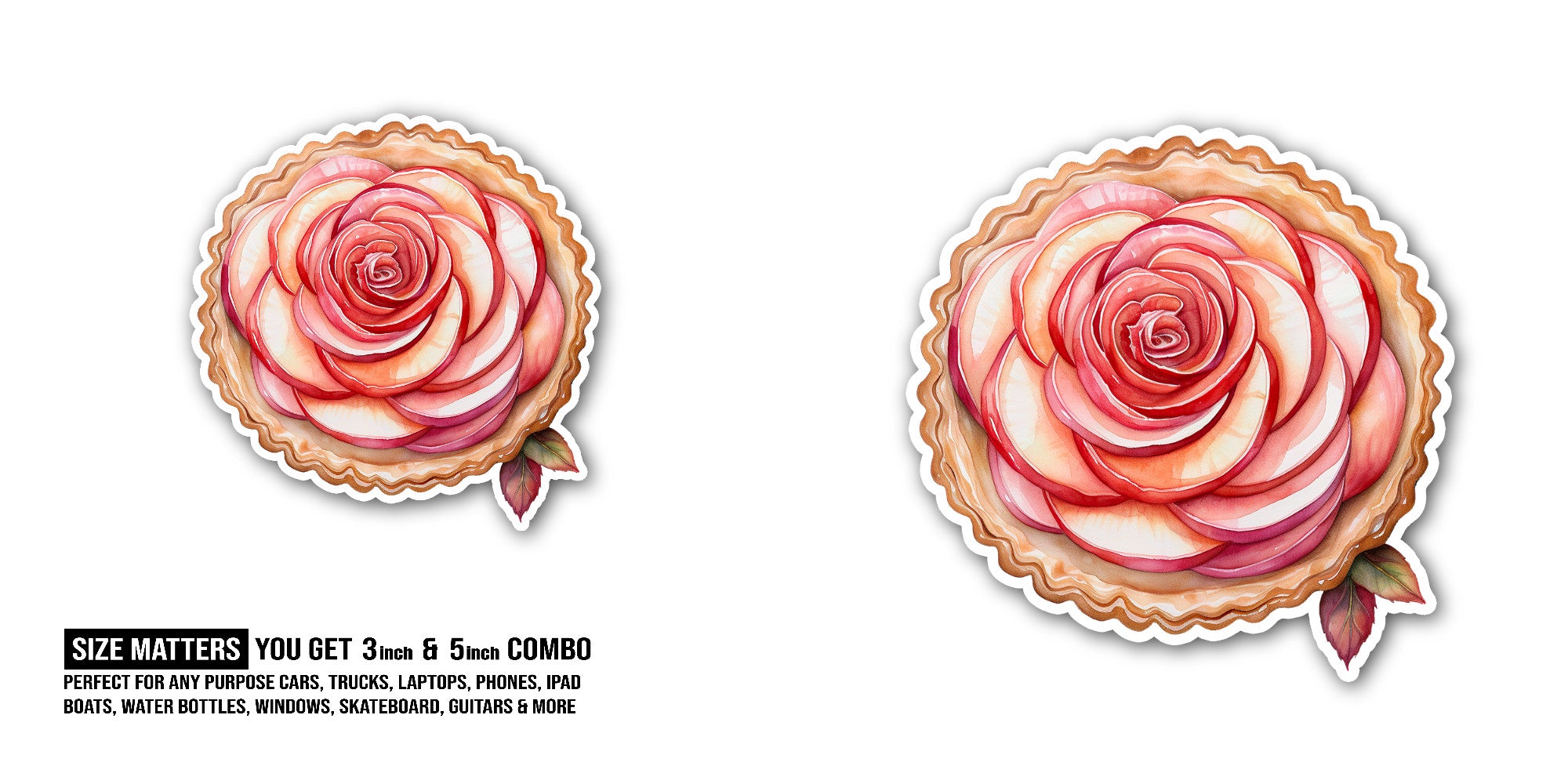 ROCE FLOWER Sticker, Waterproof Vinyl Decal Sticker Indoor Or Outdoor 2 (Pieces) 3" and 5"