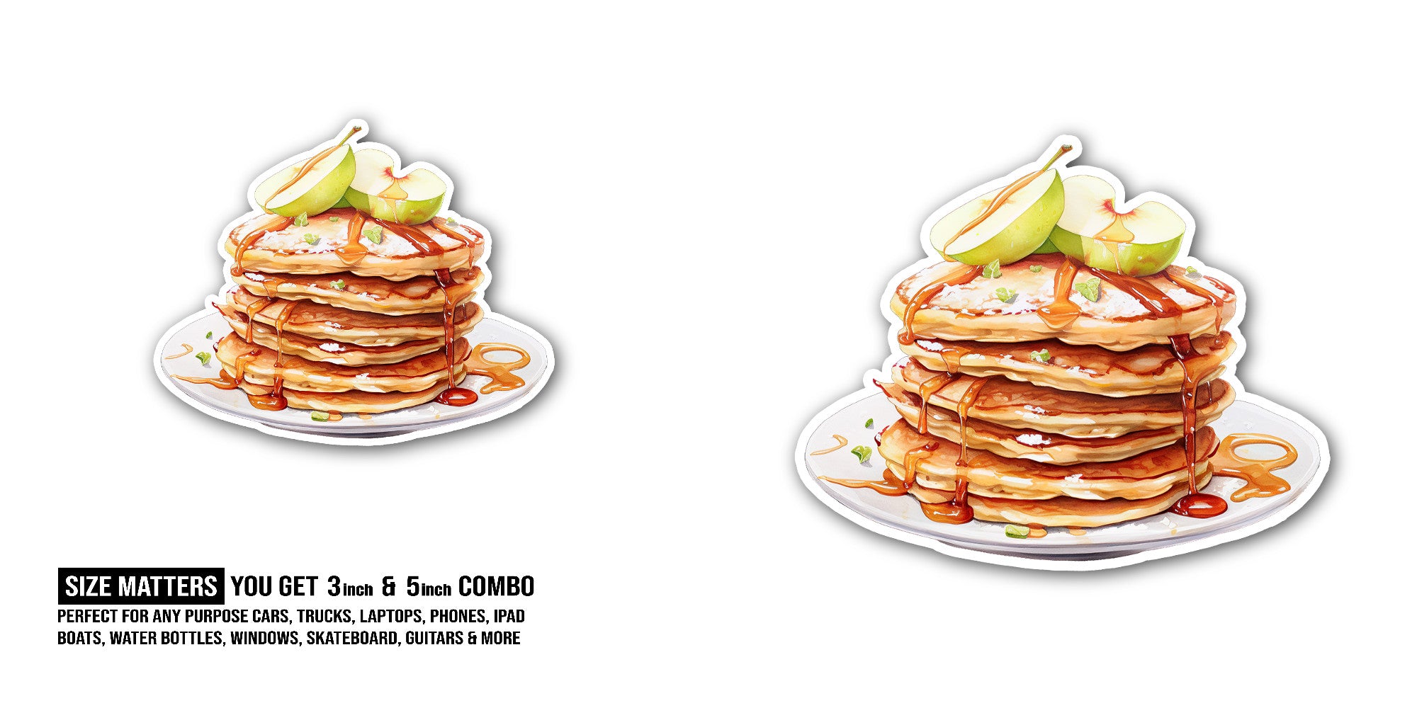 GREEN APPLES & PASTRIES Sticker, Waterproof Vinyl Decal Sticker Indoor Or Outdoor 2 (Pieces) 3" and 5"