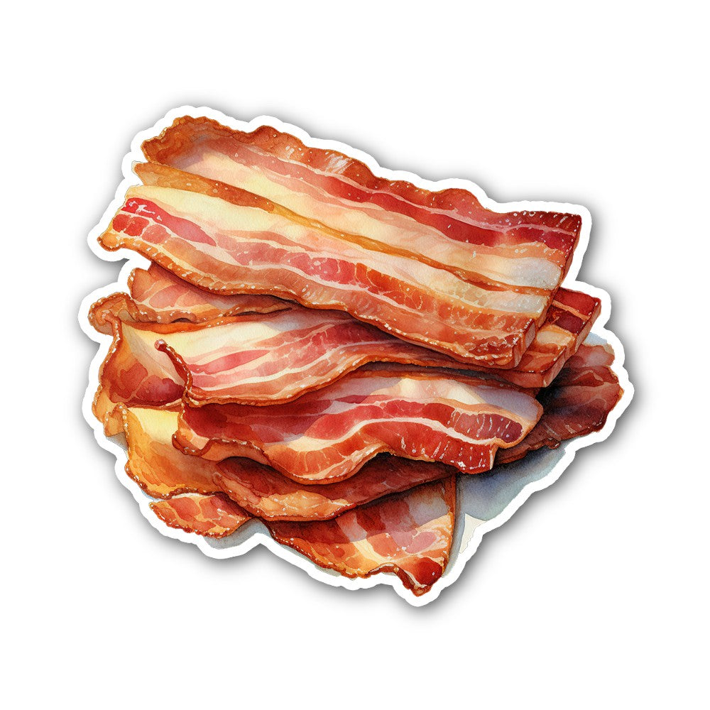 Bacon Sticker, Waterproof Vinyl Decal Sticker Indoor Or Outdoor 2 (Pieces) 3" and 5"