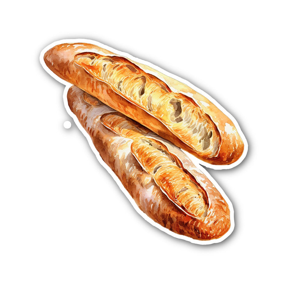 Baguette Sticker, Waterproof Vinyl Decal Sticker Indoor Or Outdoor 2 (Pieces) 3" and 5"