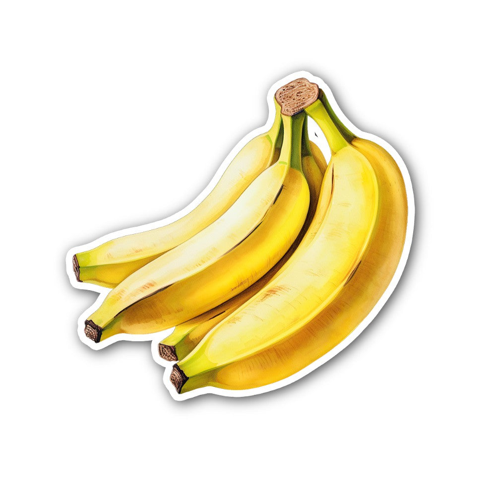 Yellow Banana Sticker, Waterproof Vinyl Decal Sticker Indoor Or Outdoor 2 (Pieces) 3" and 5"