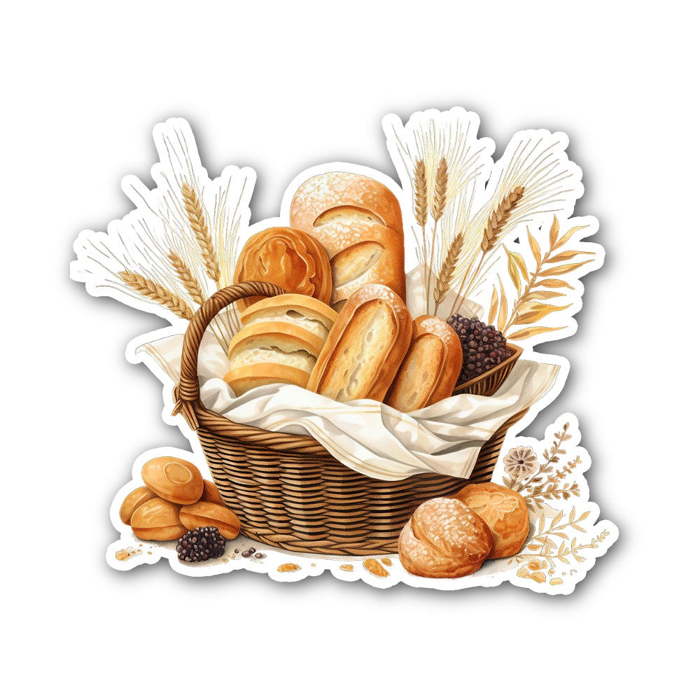 Bread basket Sticker, Waterproof Vinyl Decal Sticker Indoor Or Outdoor 2 (Pieces) 3" and 5"